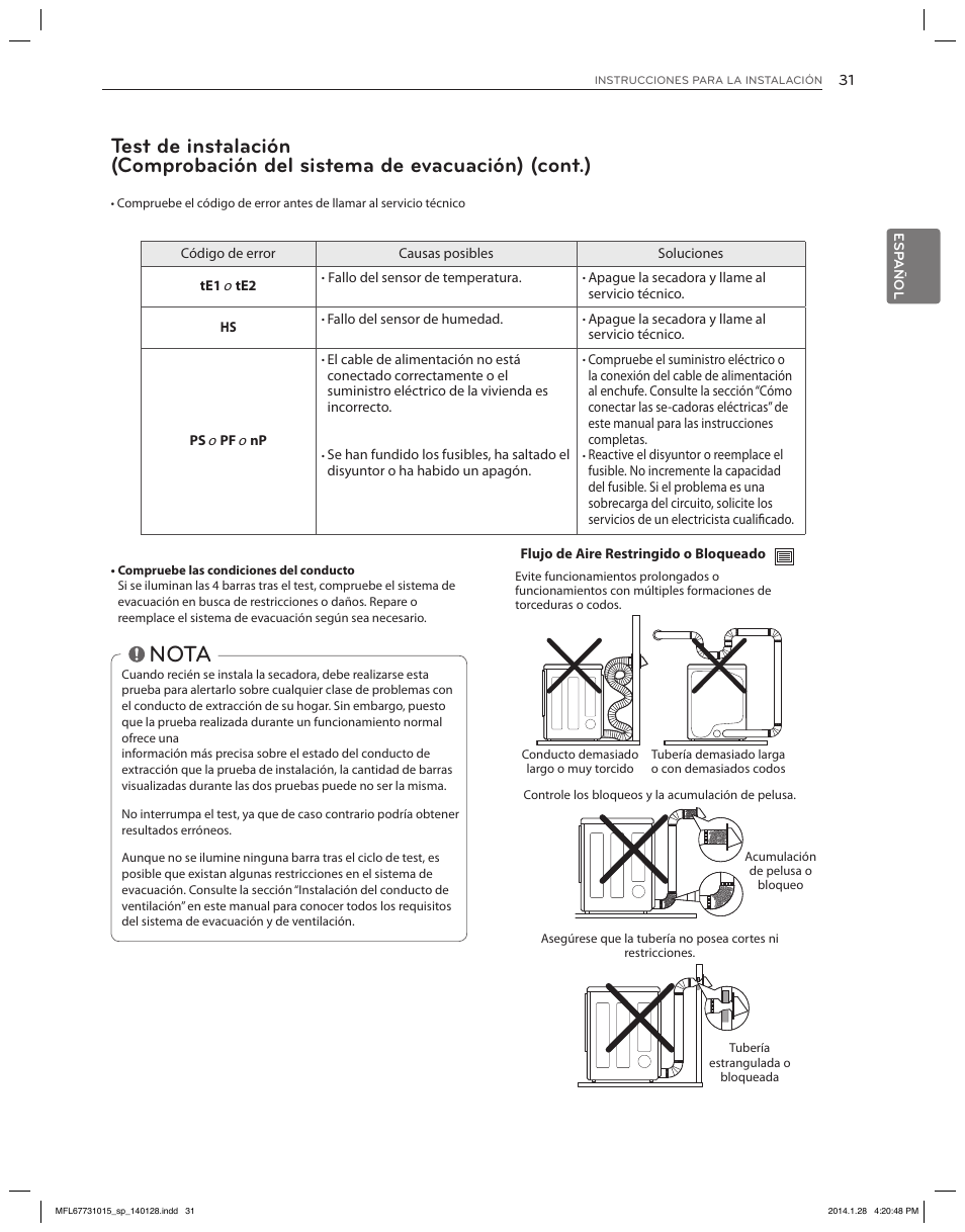 Nota | LG DLGX8501V User Manual | Page 81 / 108