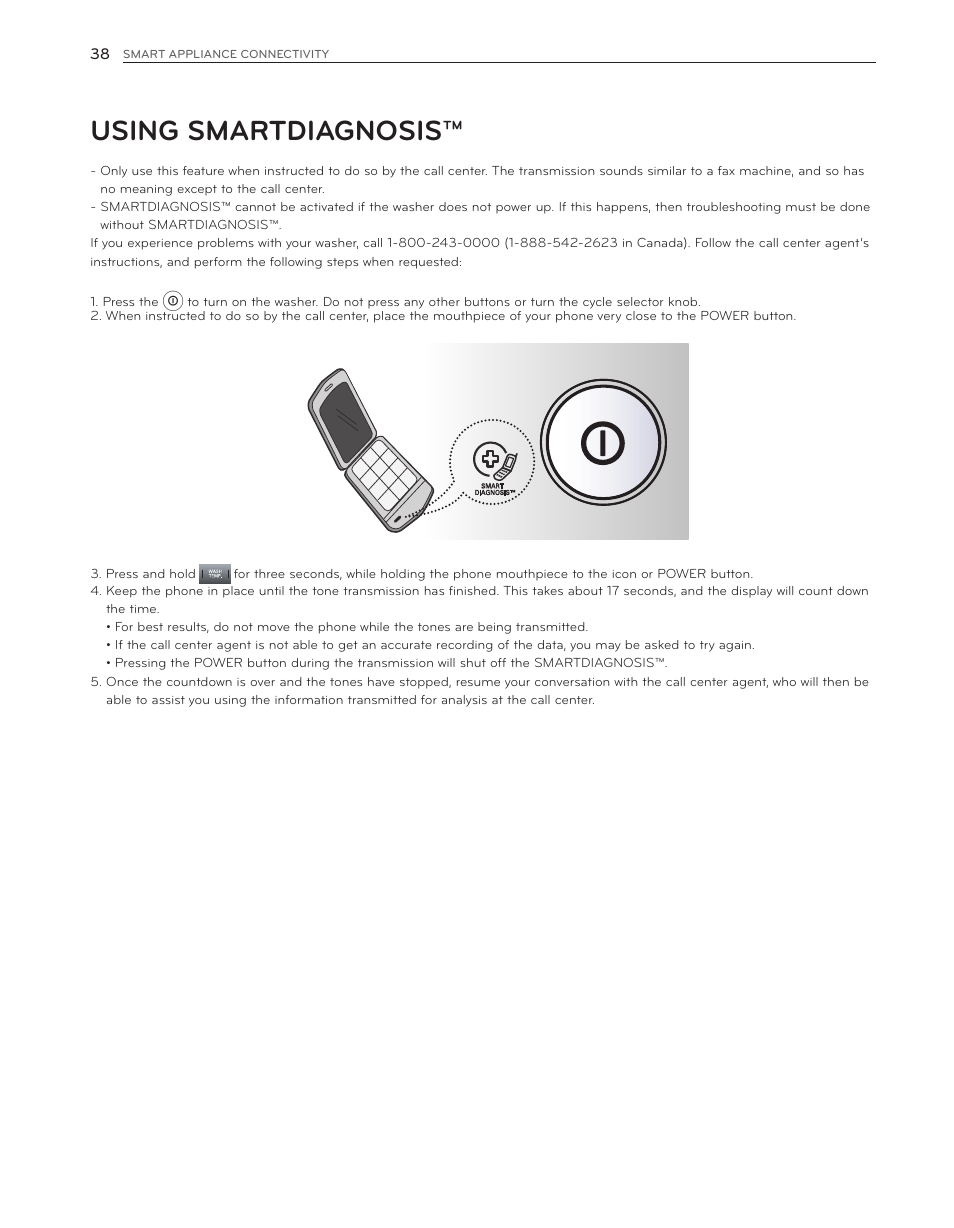 Using smartdiagnosis | LG WM8000HWA User Manual | Page 38 / 80