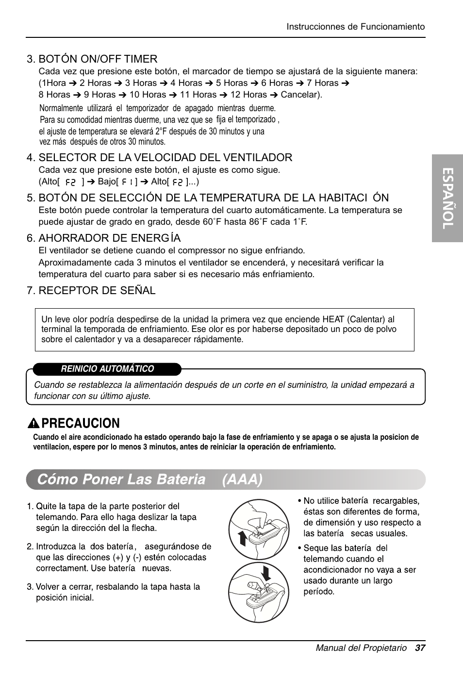 Esp añol | LG LW1212HR User Manual | Page 37 / 44