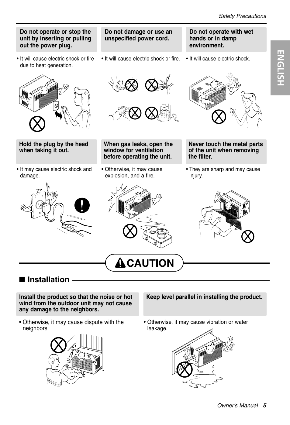 Caution, English, Installation | LG LW1212HR User Manual | Page 5 / 44