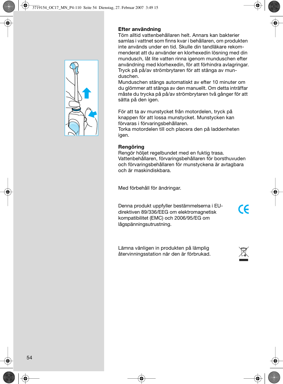 Braun OC17 Professional Care Center User Manual | Page 54 / 107