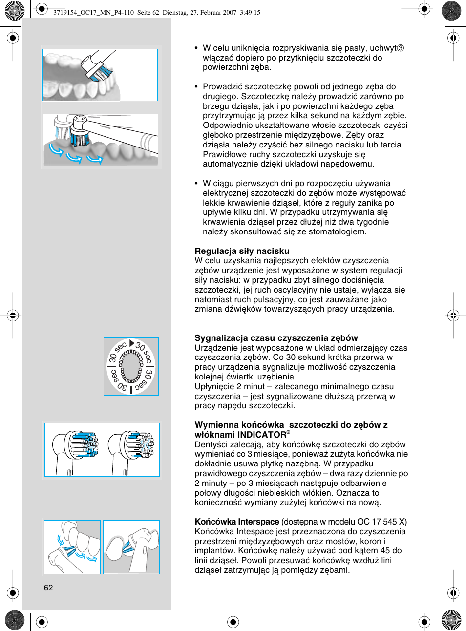 Braun OC17 Professional Care Center User Manual | Page 62 / 107