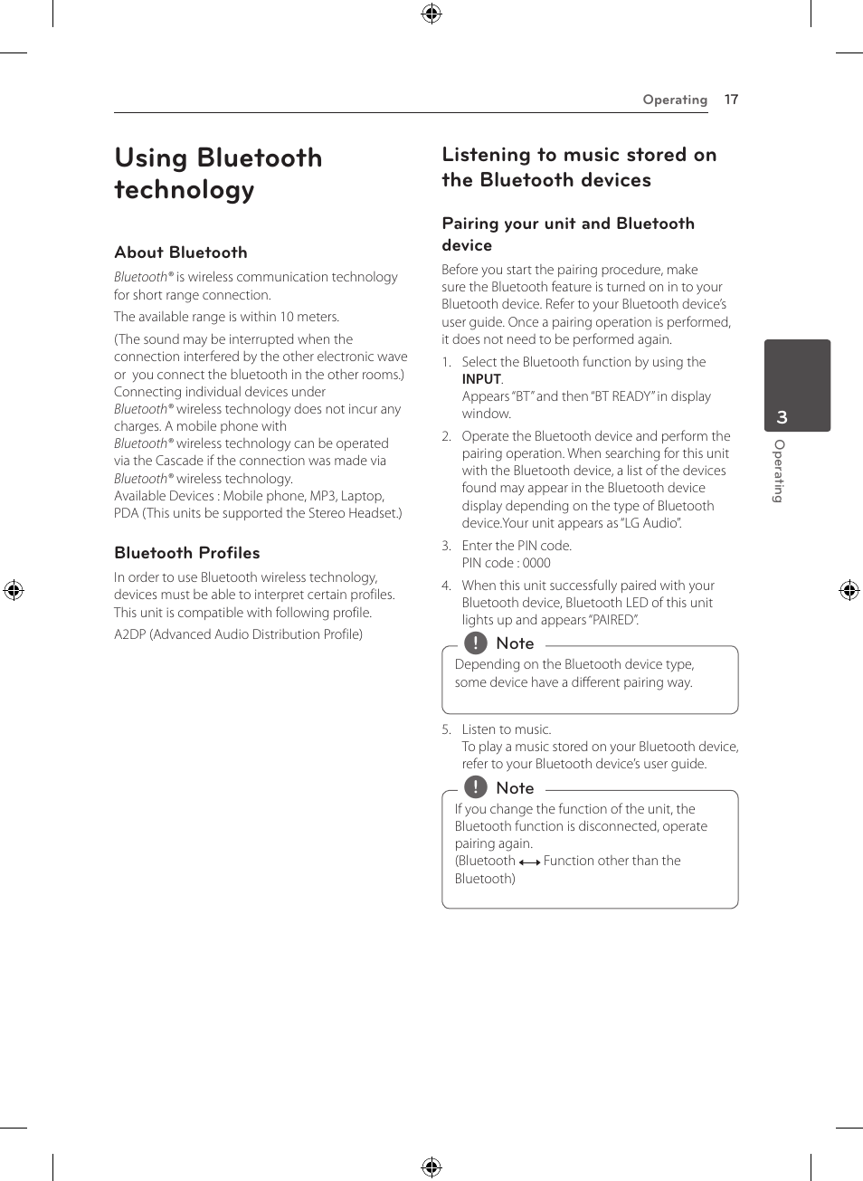 Using bluetooth technology, Listening to music stored on the bluetooth devices | LG NB2420A User Manual | Page 17 / 24