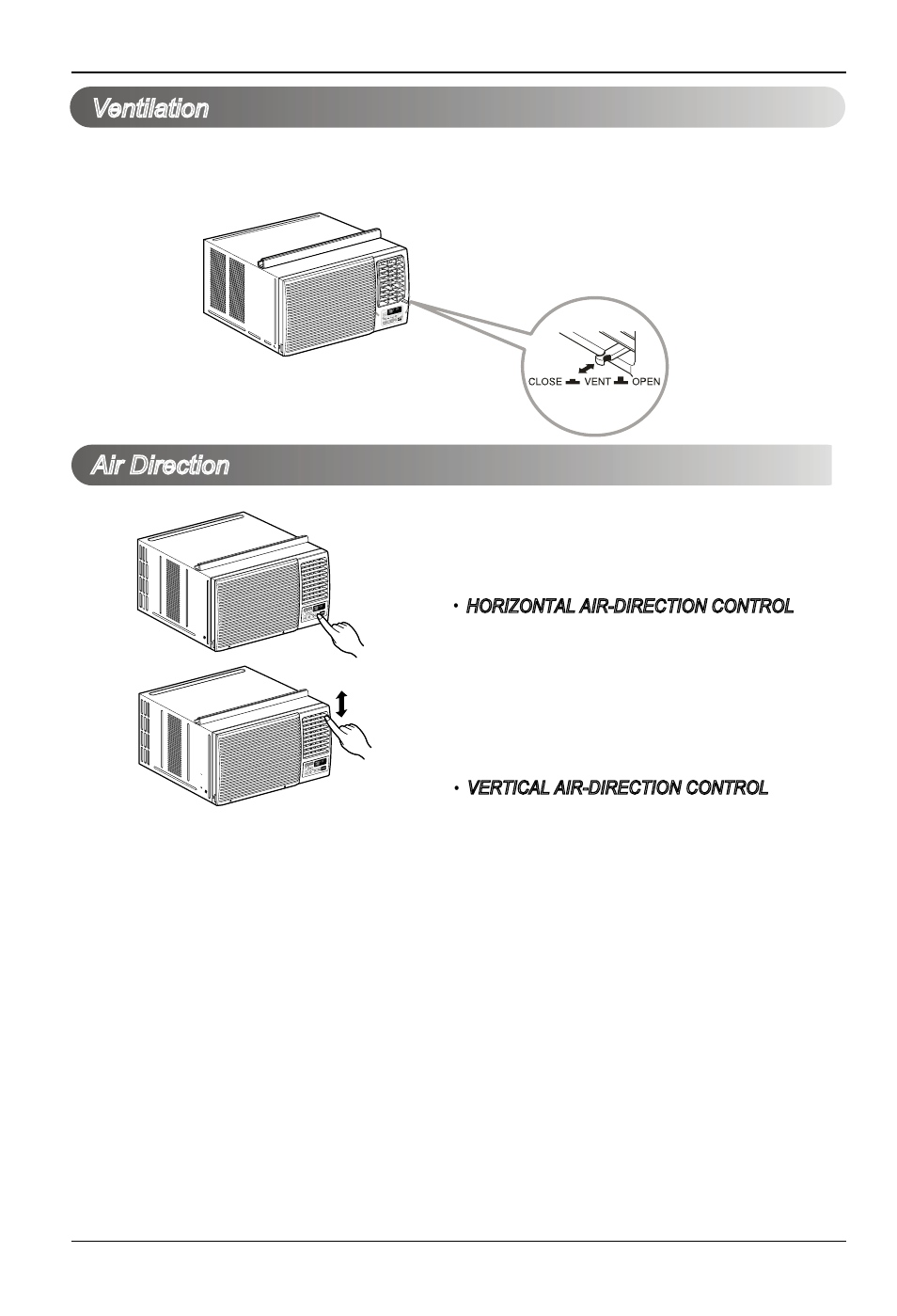 Ventilation air direction | LG LW2413HR User Manual | Page 18 / 48