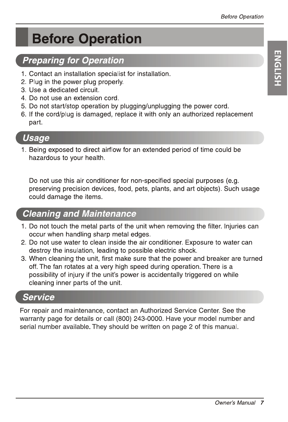 LG LW2413HR User Manual | Page 7 / 48