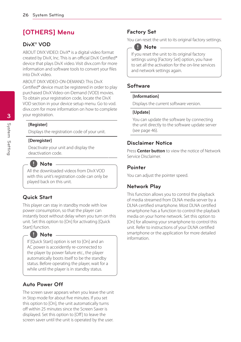 Others] menu, 26 – [others] menu | LG ST600 User Manual | Page 26 / 54