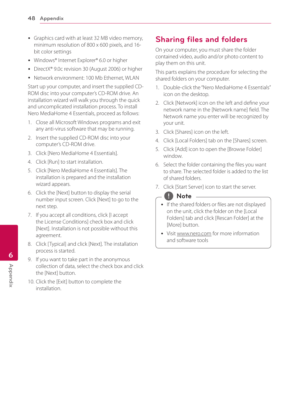 Sharing files and folders, 48 – sharing files and folders | LG ST600 User Manual | Page 48 / 54