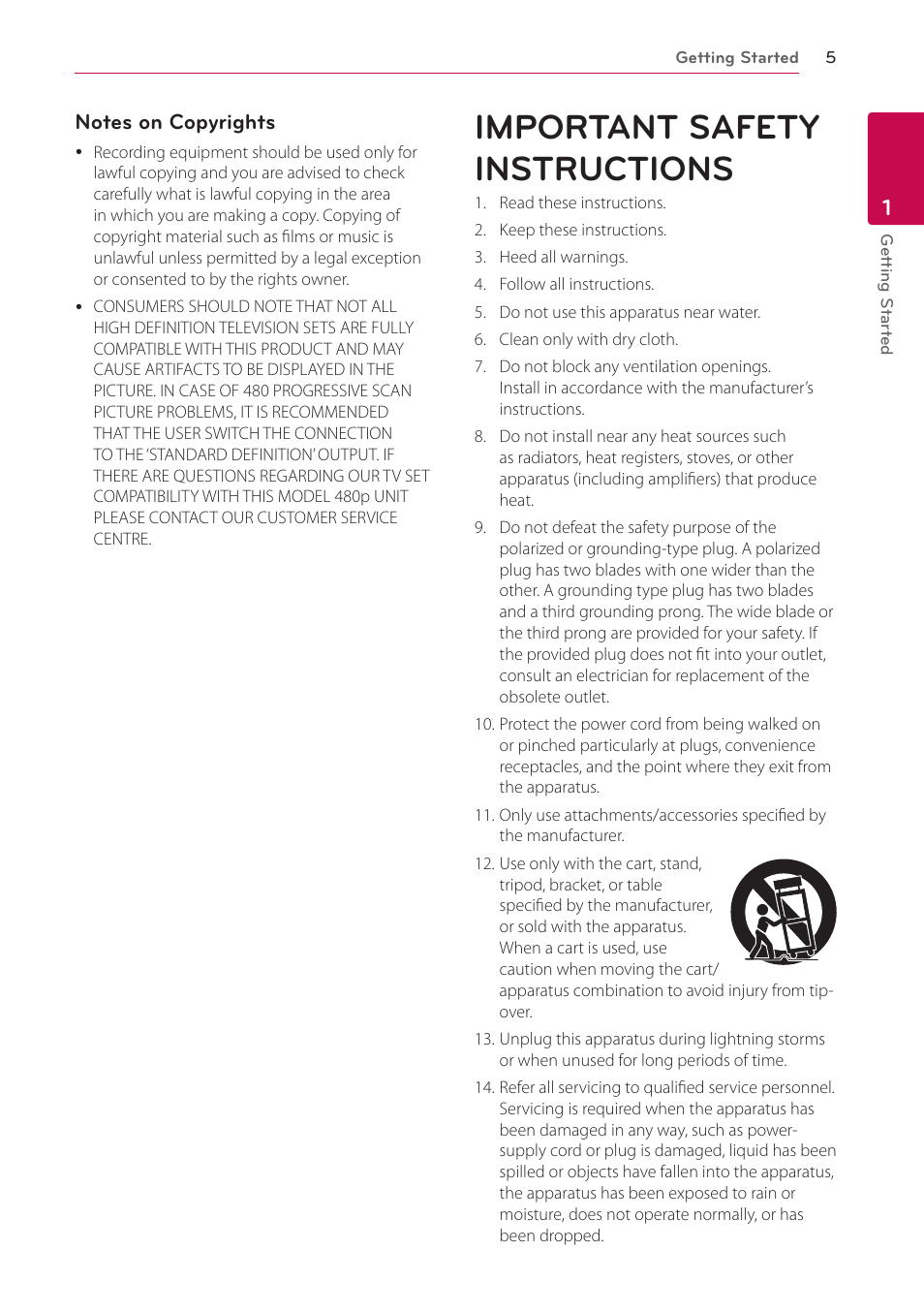 Important safety instructions | LG ST600 User Manual | Page 5 / 54