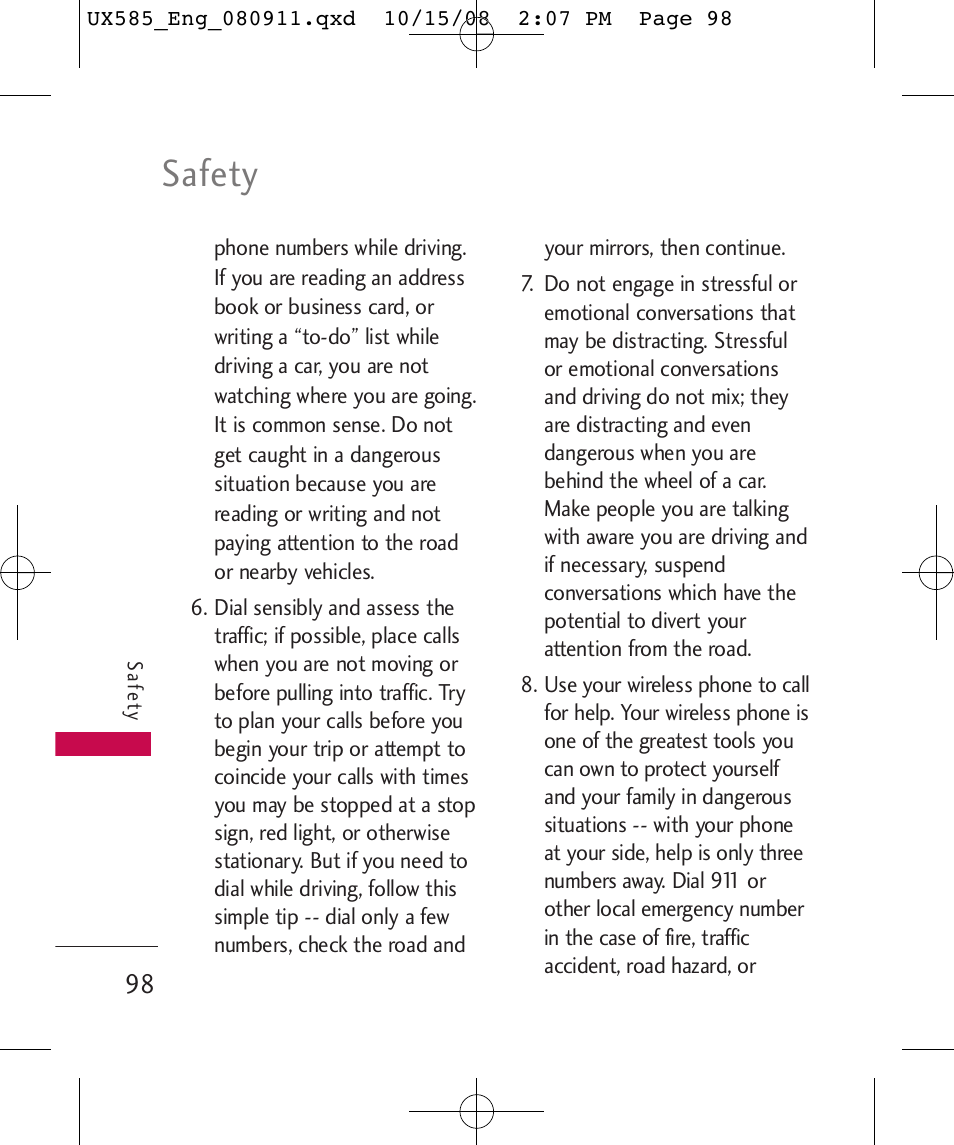 Safety | LG LGUX585 User Manual | Page 100 / 240