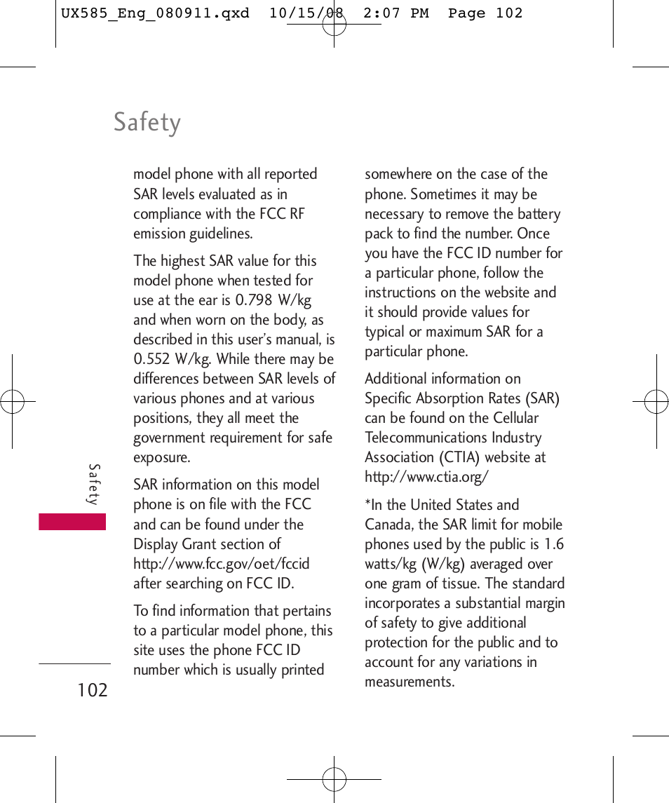 Safety | LG LGUX585 User Manual | Page 104 / 240