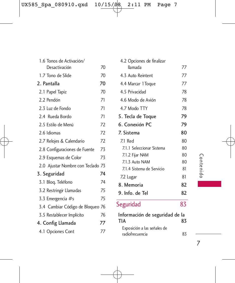 Seguridad 83 | LG LGUX585 User Manual | Page 122 / 240