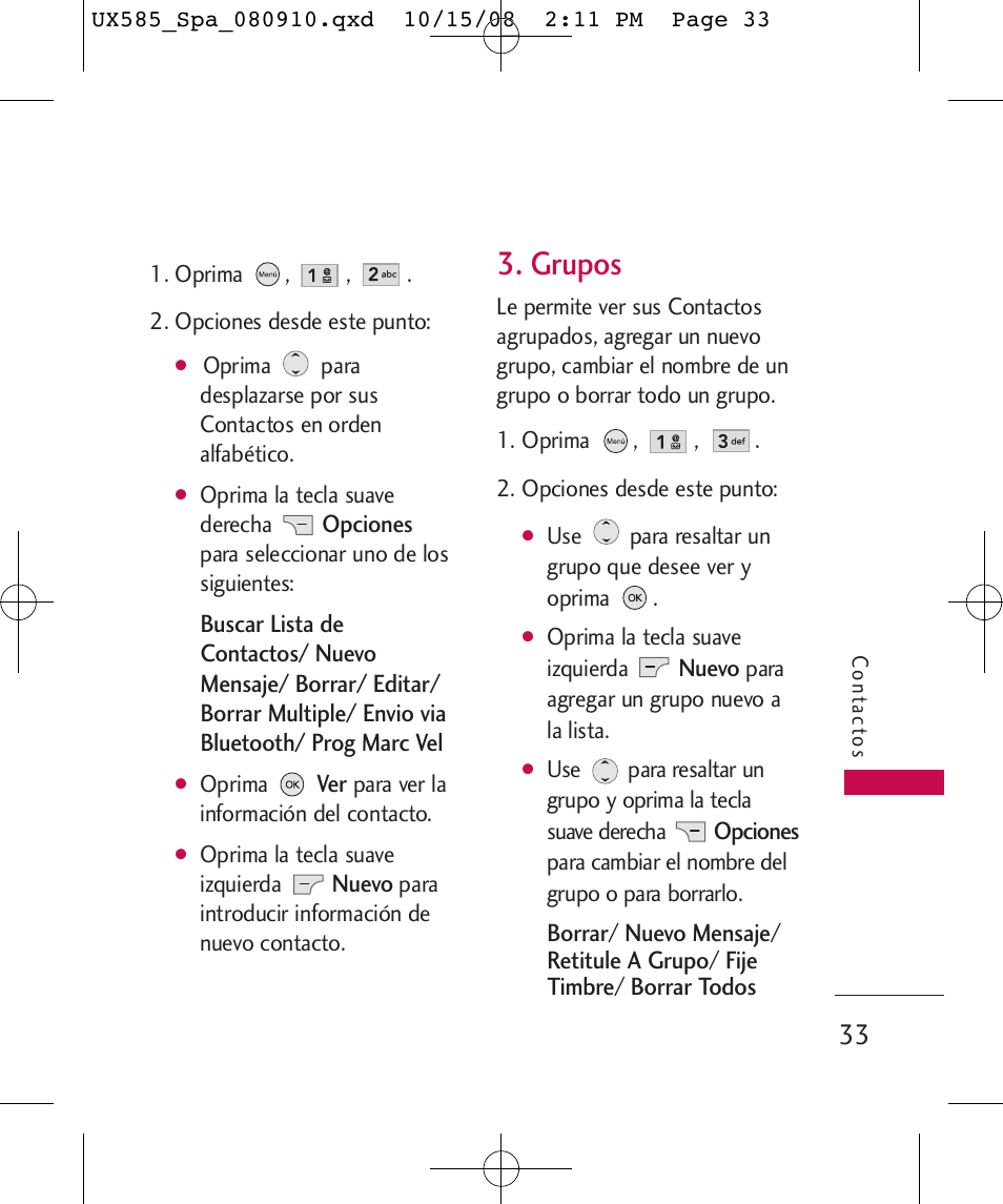 Grupos | LG LGUX585 User Manual | Page 148 / 240