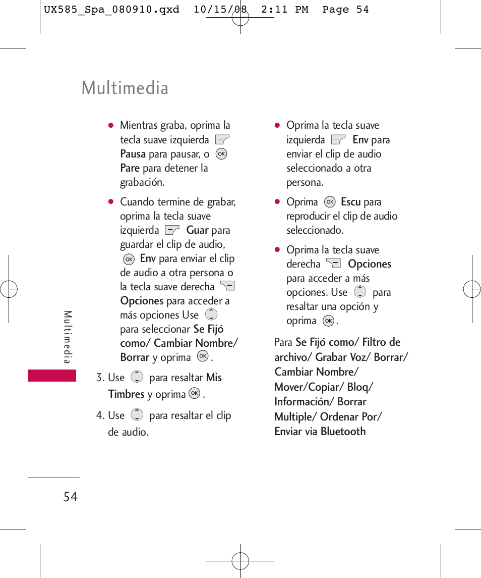 Multimedia | LG LGUX585 User Manual | Page 169 / 240