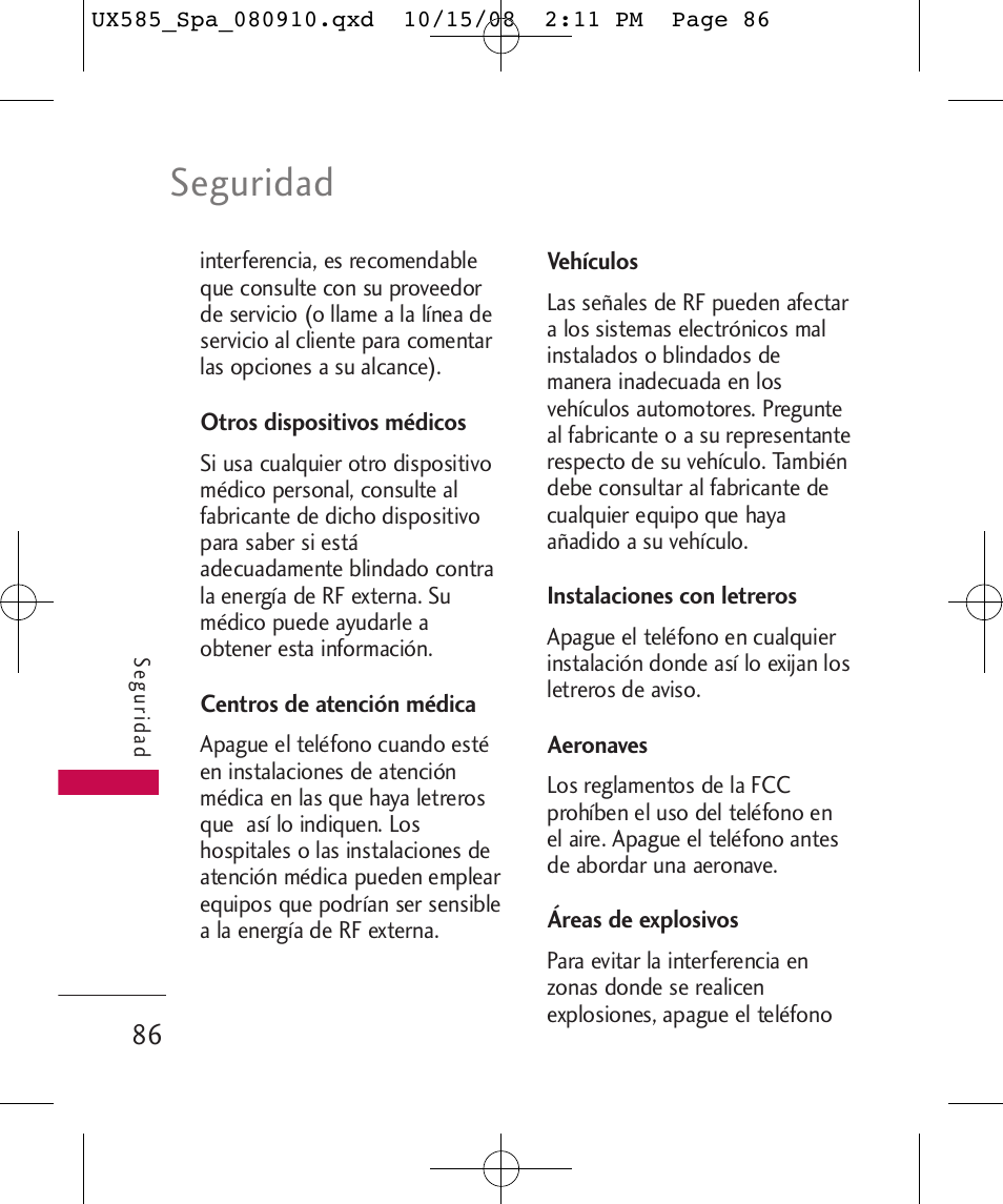 Seguridad | LG LGUX585 User Manual | Page 201 / 240