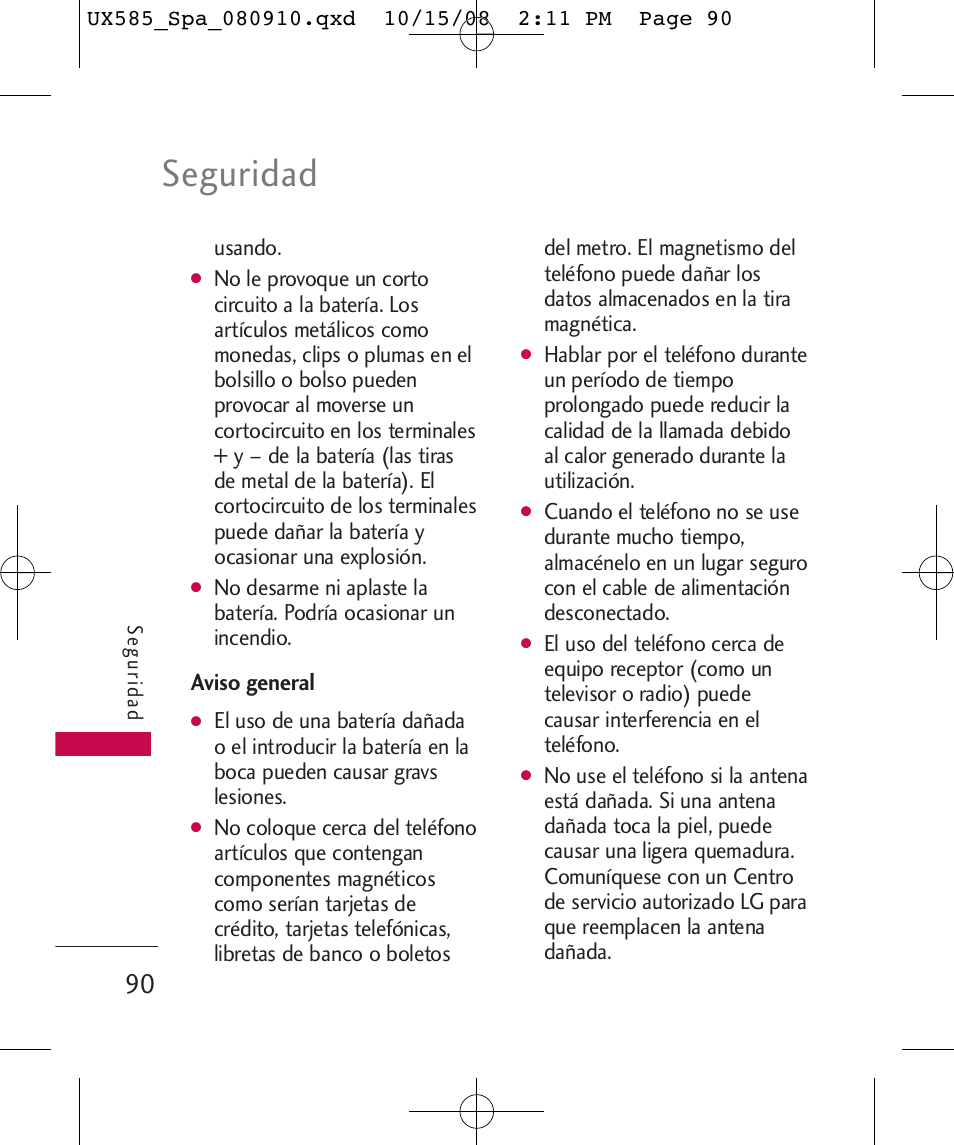 Seguridad | LG LGUX585 User Manual | Page 205 / 240