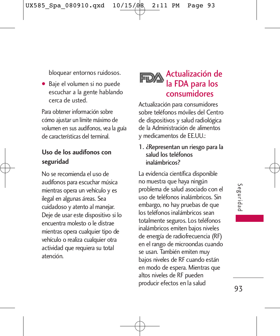 Actualización de la fda para los consumidores | LG LGUX585 User Manual | Page 208 / 240