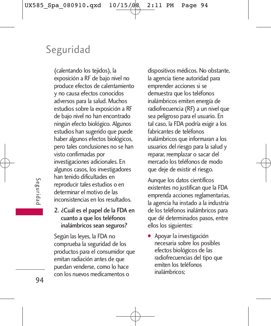 Seguridad | LG LGUX585 User Manual | Page 209 / 240