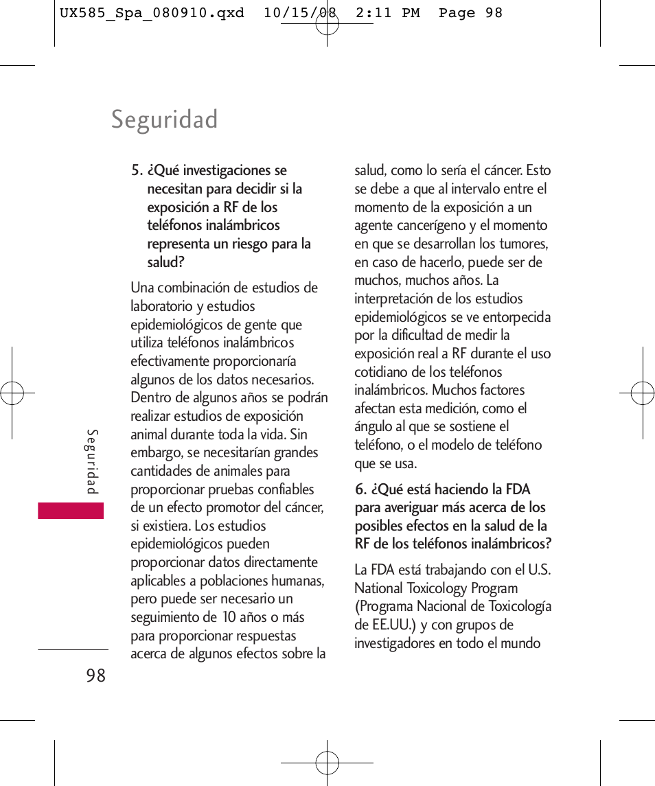 Seguridad | LG LGUX585 User Manual | Page 213 / 240