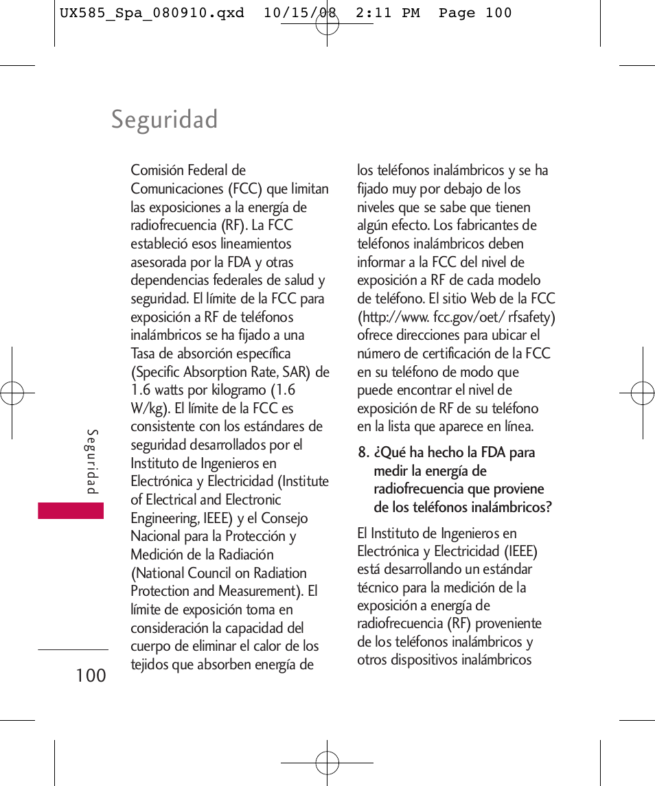 Seguridad | LG LGUX585 User Manual | Page 215 / 240