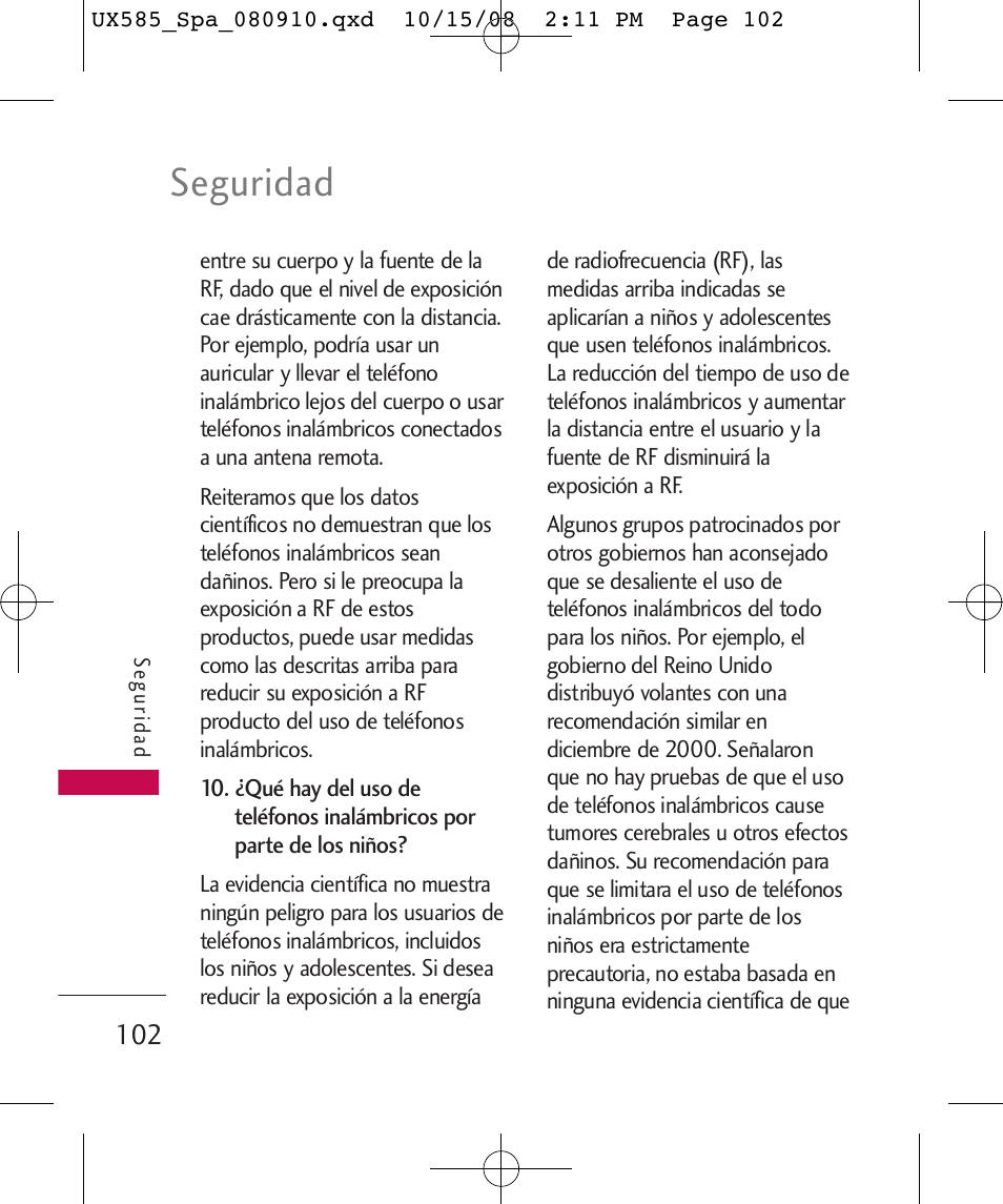 Seguridad | LG LGUX585 User Manual | Page 217 / 240