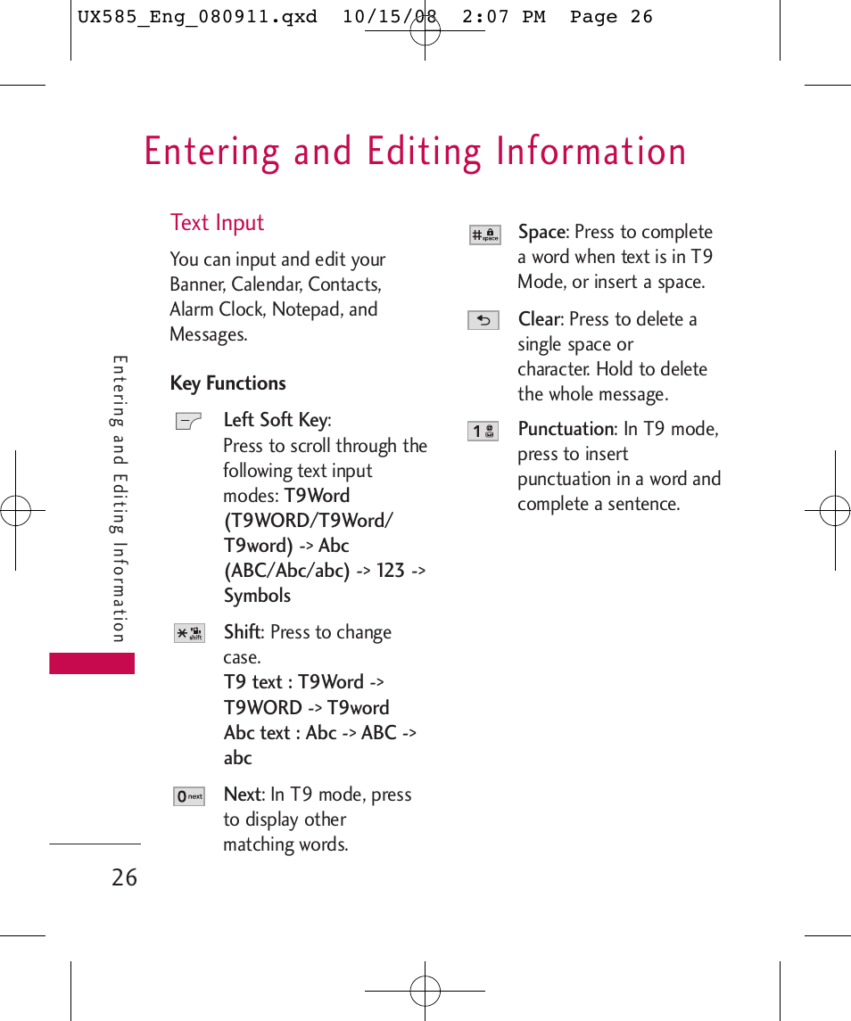 Entering and editing information | LG LGUX585 User Manual | Page 28 / 240