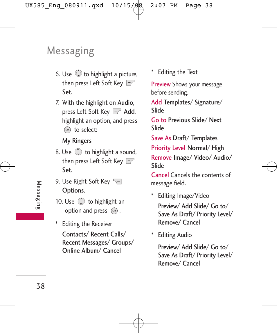 Messaging | LG LGUX585 User Manual | Page 40 / 240