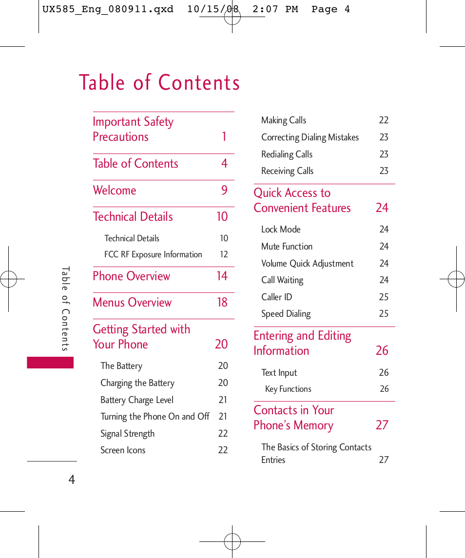 LG LGUX585 User Manual | Page 6 / 240