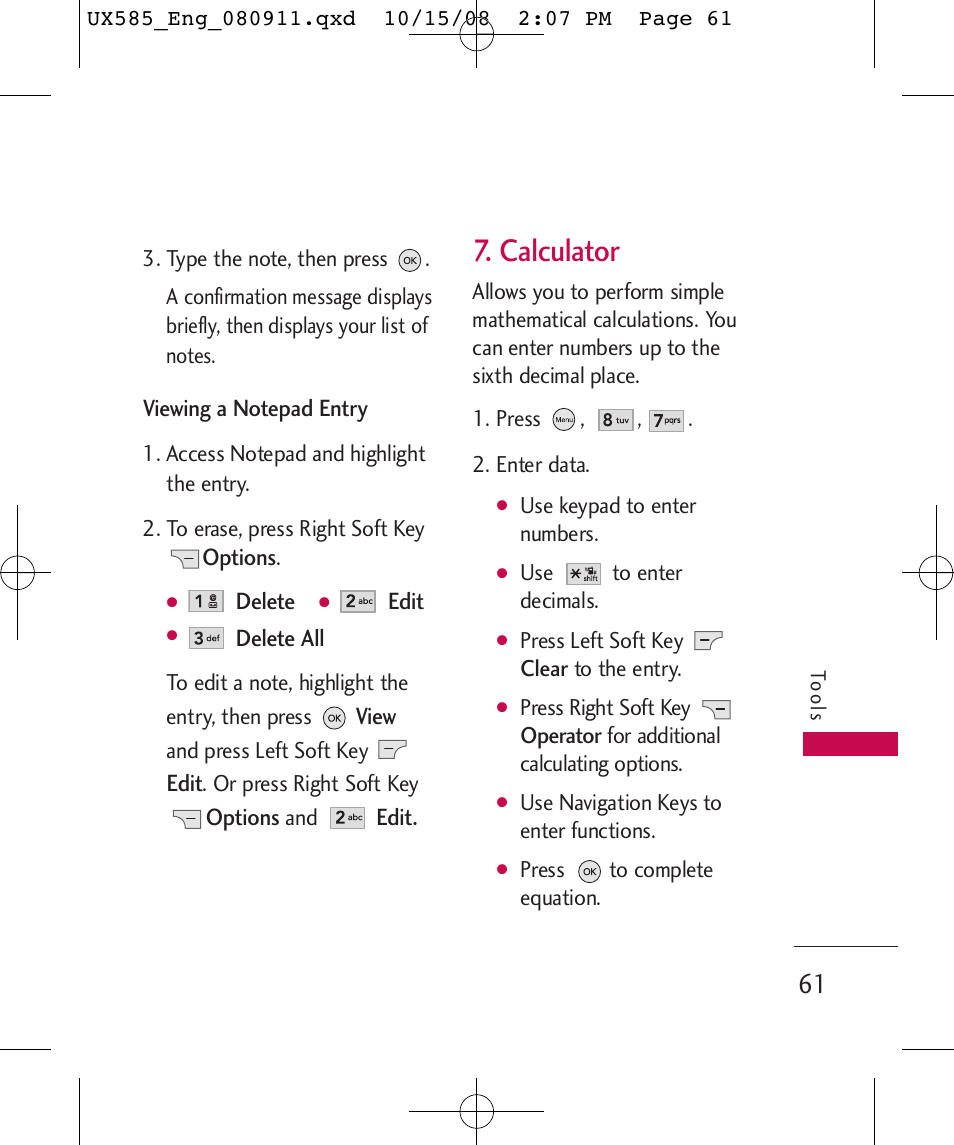 Calculator | LG LGUX585 User Manual | Page 63 / 240