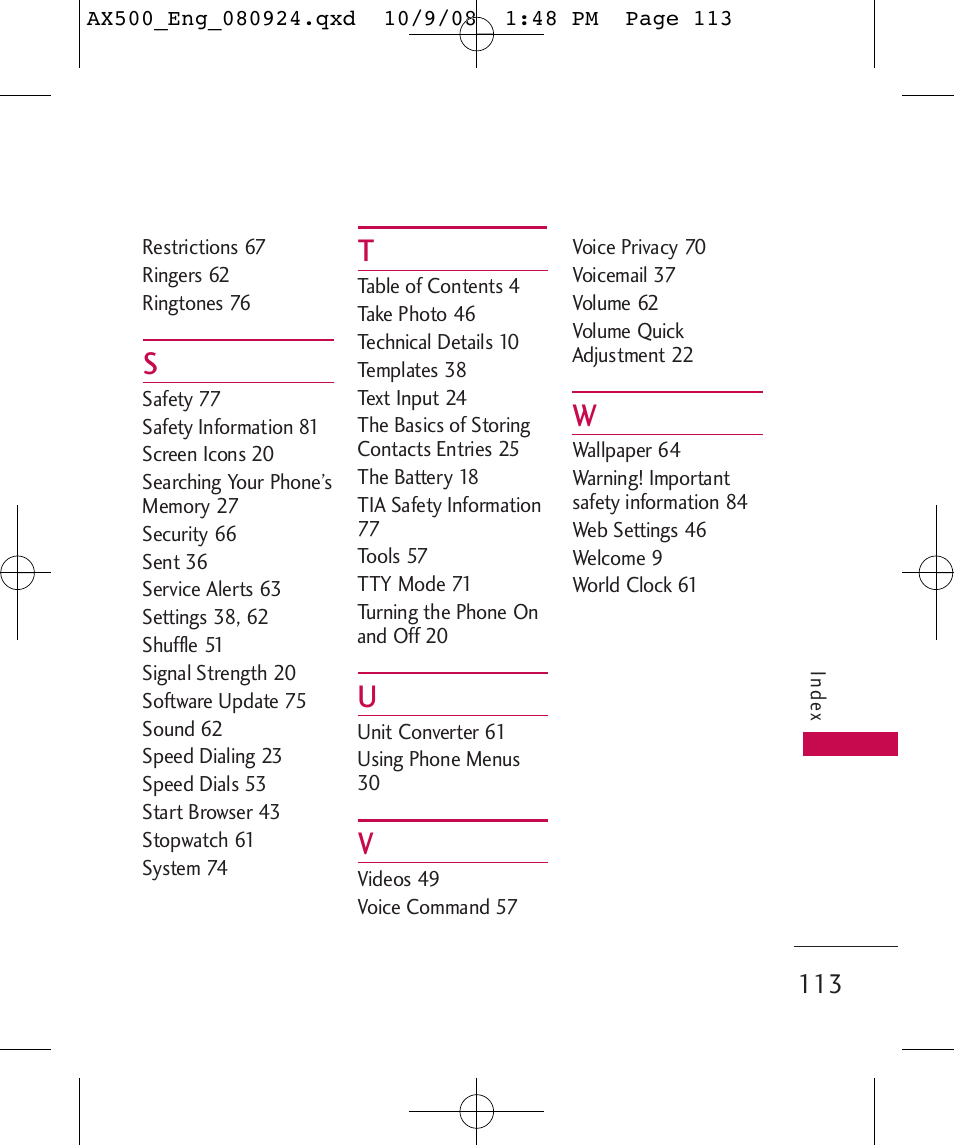 LG LGAX500 User Manual | Page 113 / 115