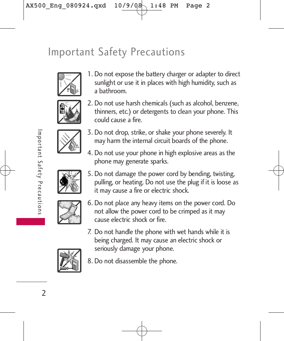 Important safety precautions | LG LGAX500 User Manual | Page 2 / 115