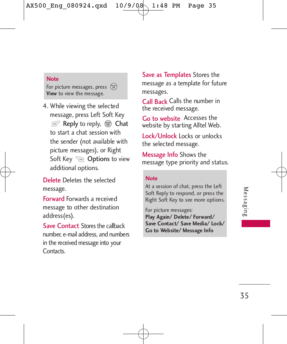 LG LGAX500 User Manual | Page 35 / 115