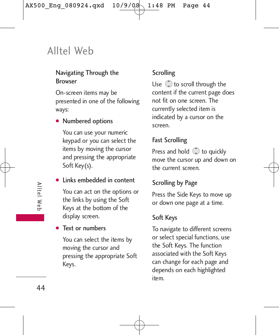 Alltel web | LG LGAX500 User Manual | Page 44 / 115