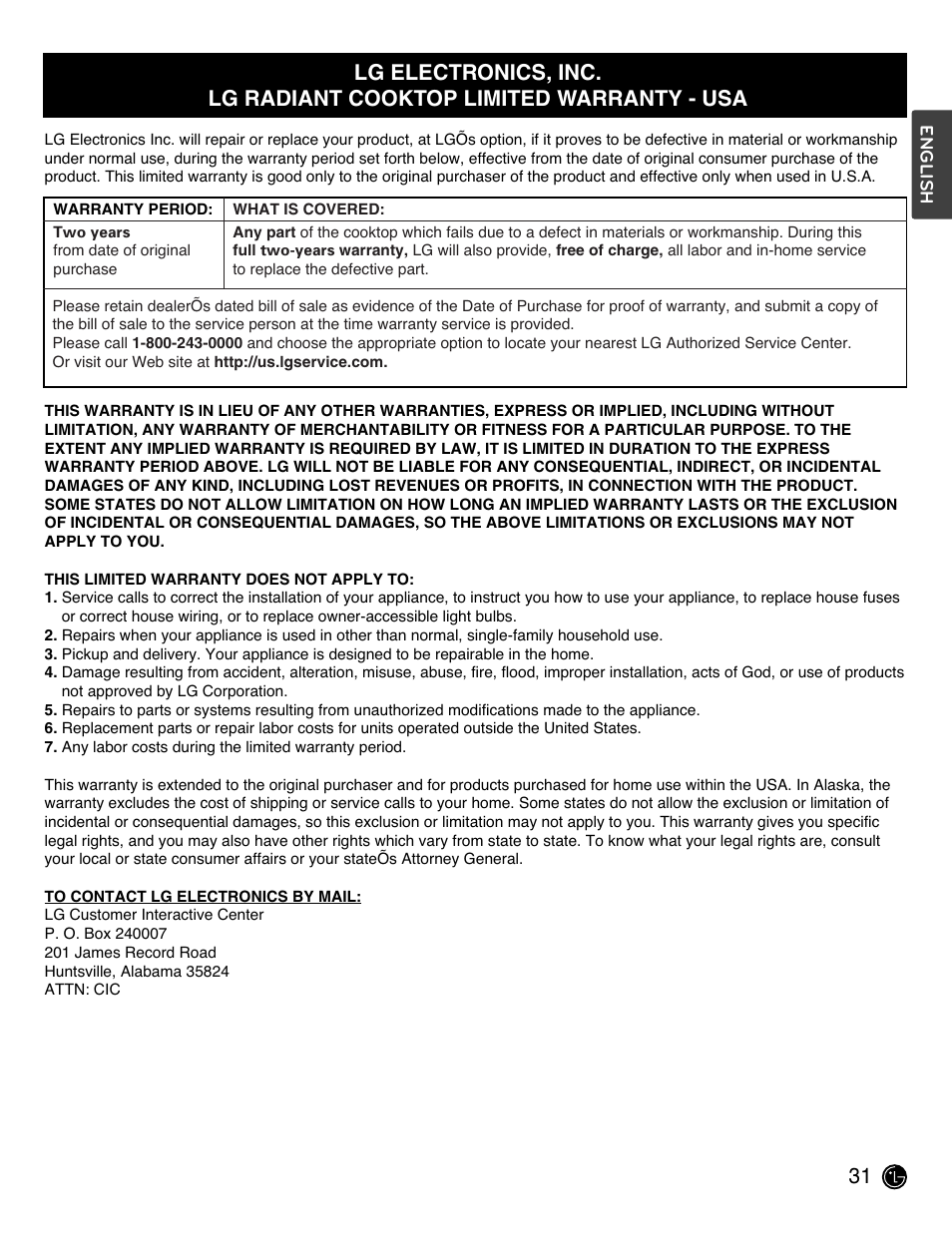 LG LSCE305ST User Manual | Page 31 / 64