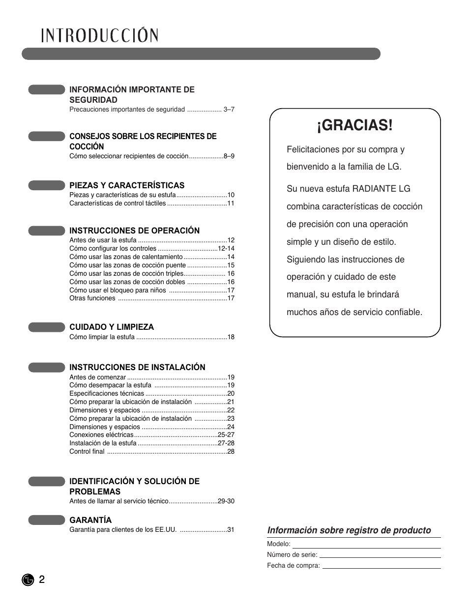 Gracias | LG LSCE305ST User Manual | Page 34 / 64