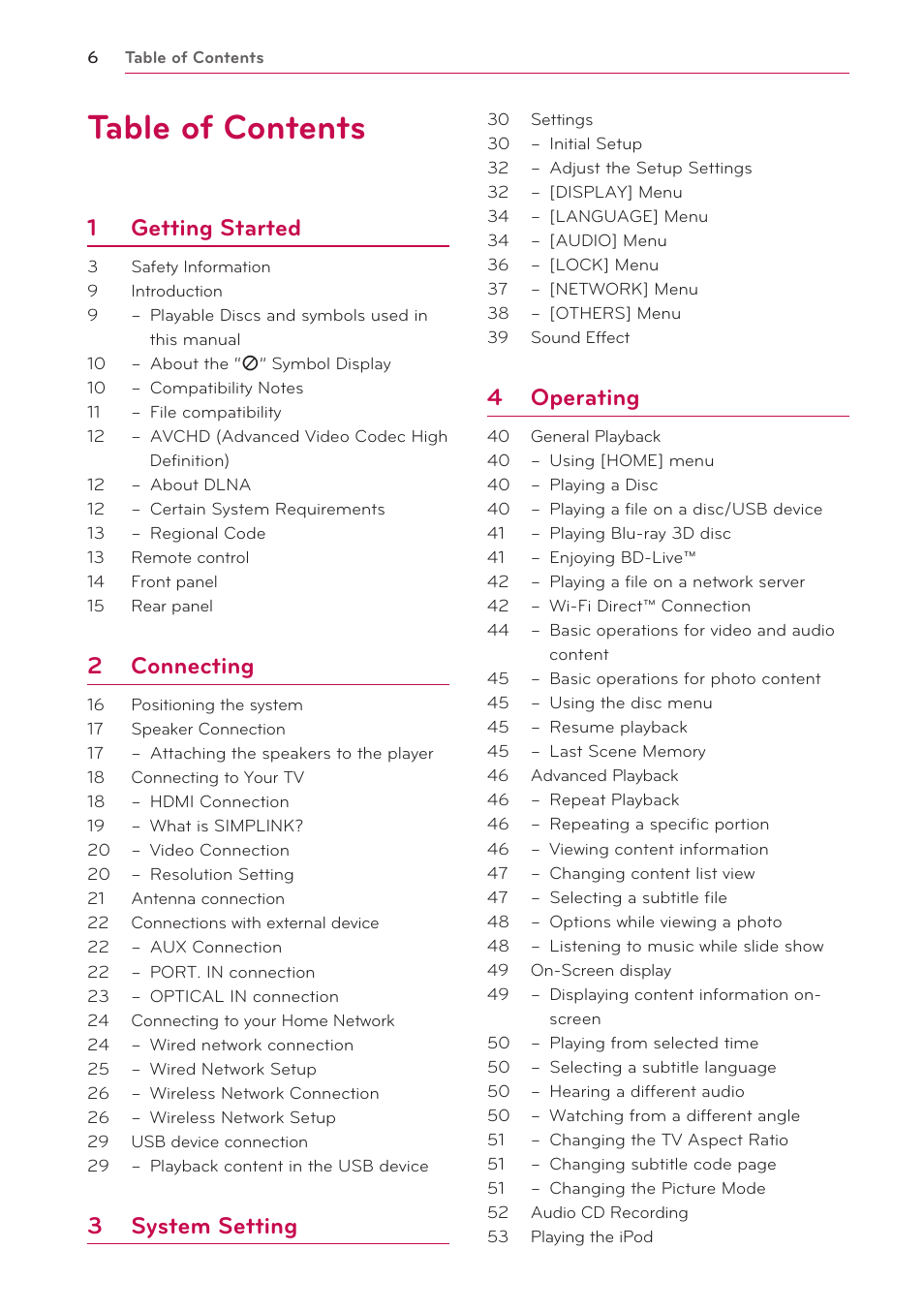 LG BH6720S User Manual | Page 6 / 75