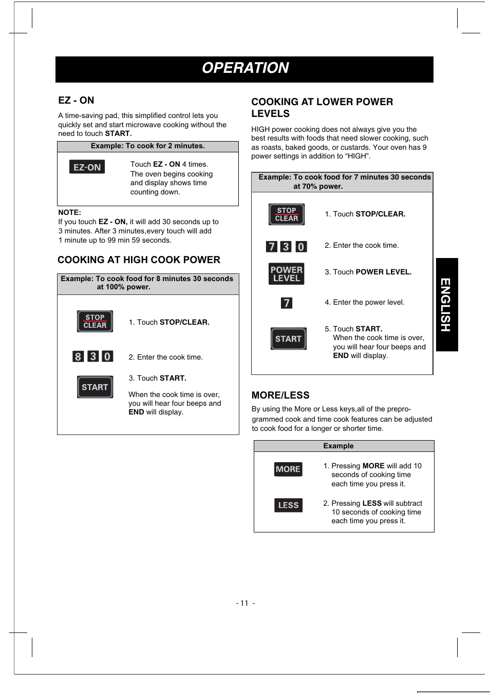 Operation, English | LG MVH1670ST User Manual | Page 11 / 30