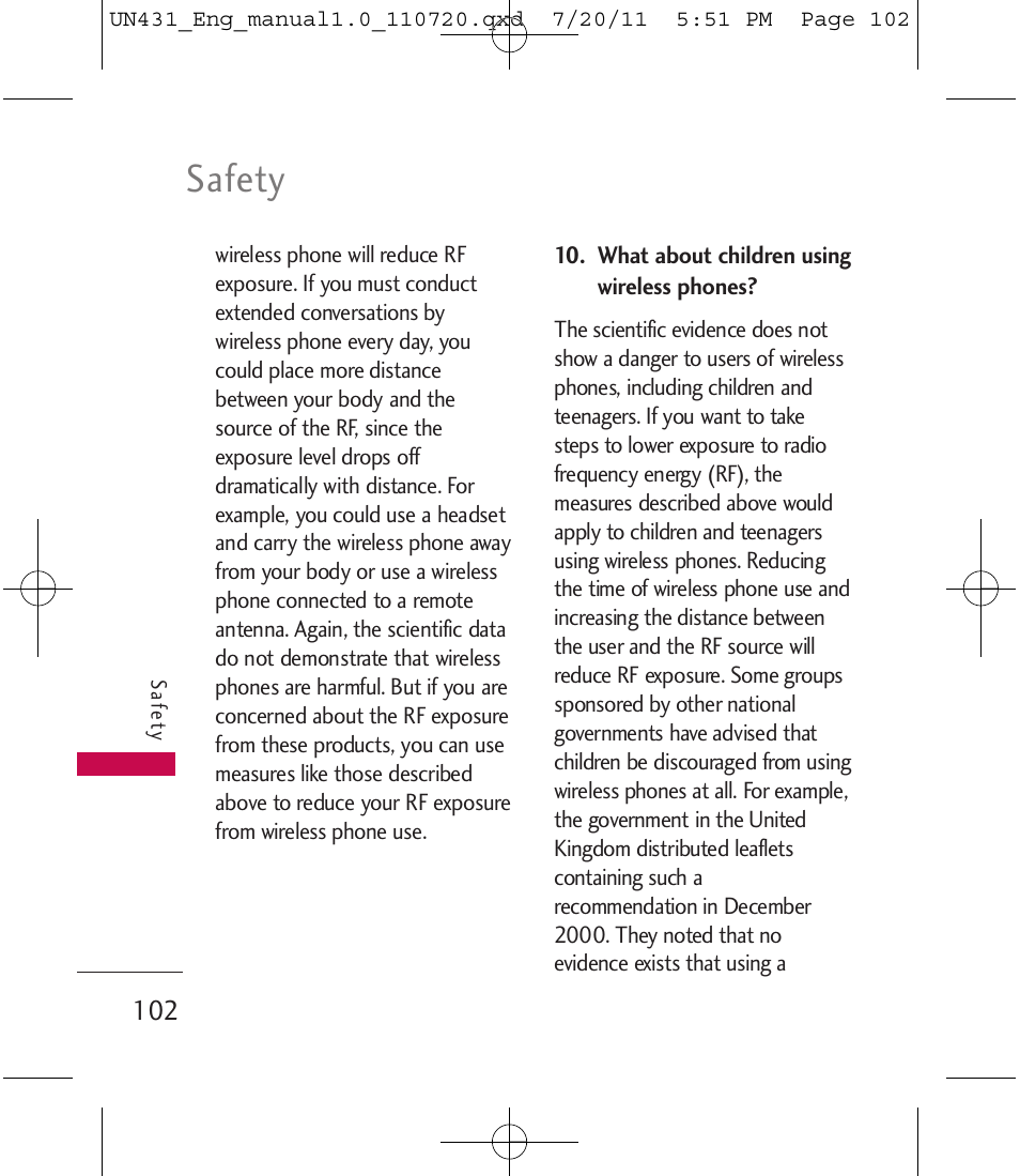 Safety | LG LGUN430 User Manual | Page 104 / 245