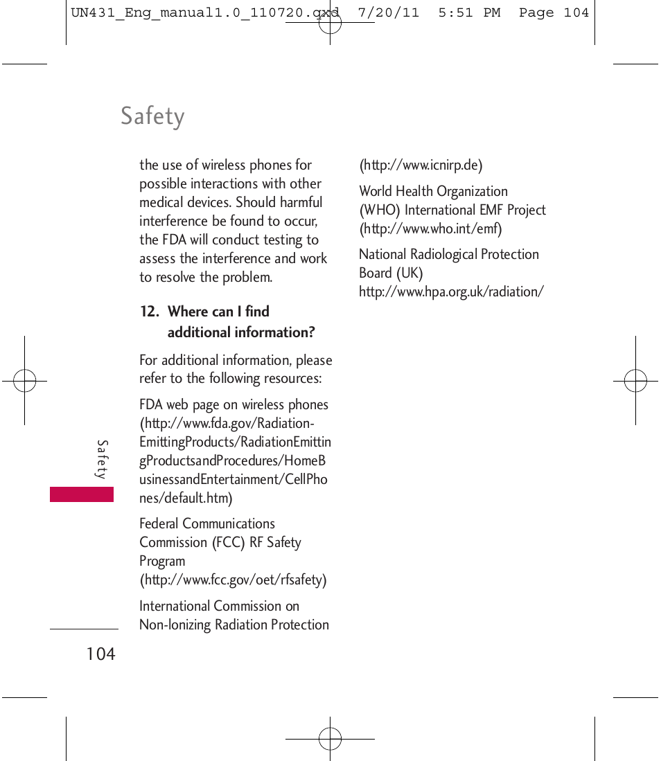 Safety | LG LGUN430 User Manual | Page 106 / 245