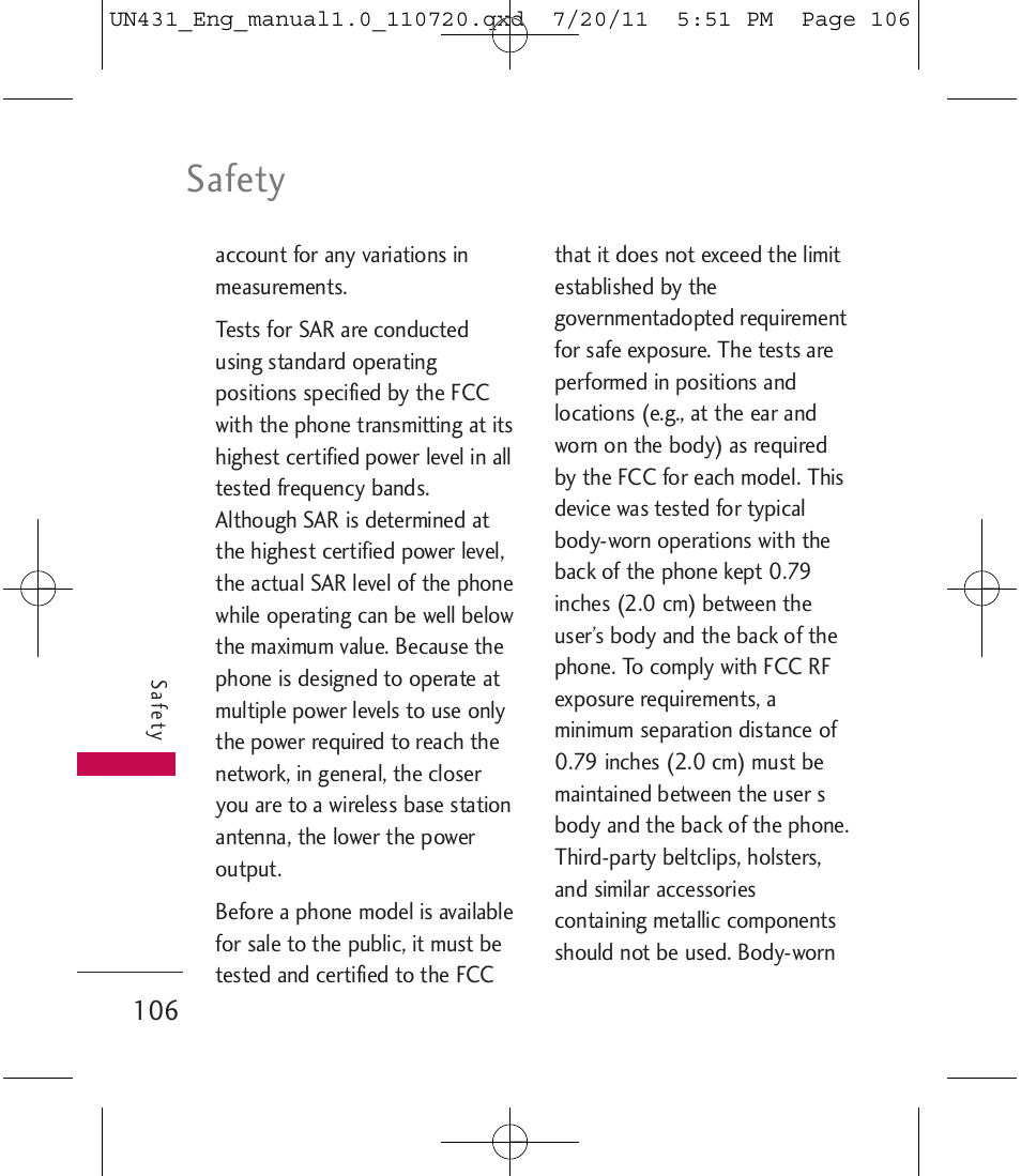 Safety | LG LGUN430 User Manual | Page 108 / 245