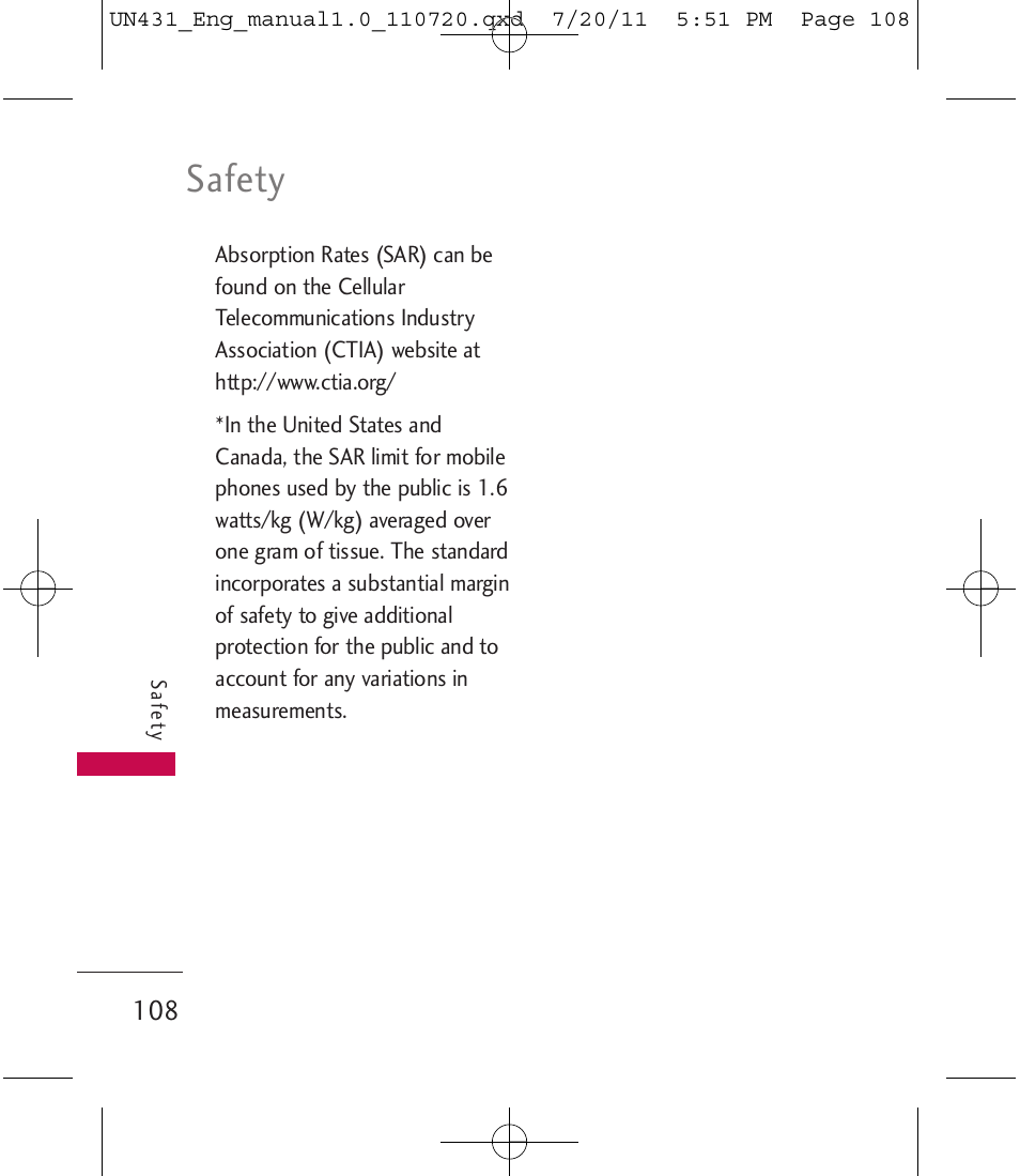 Safety | LG LGUN430 User Manual | Page 110 / 245