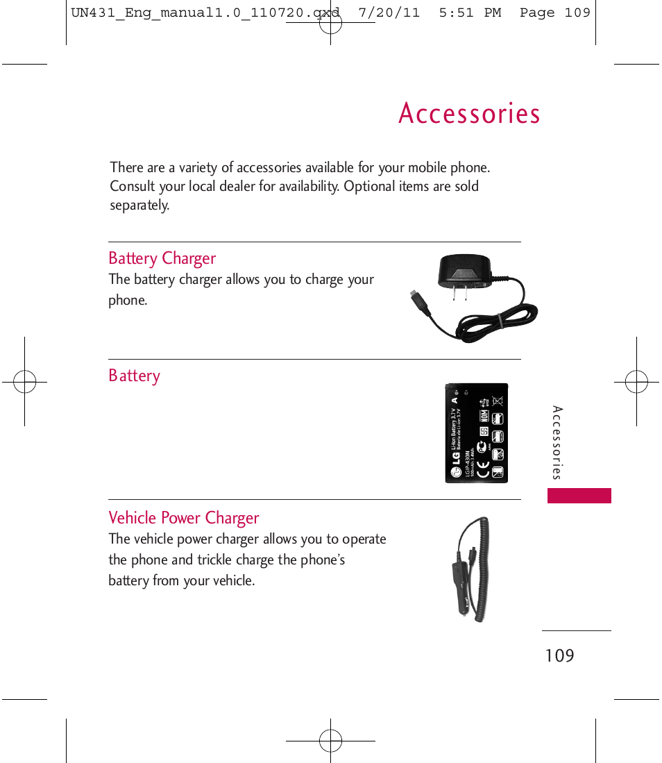 Accessories | LG LGUN430 User Manual | Page 111 / 245