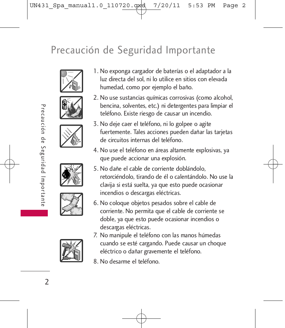 Precaución de seguridad importante | LG LGUN430 User Manual | Page 121 / 245