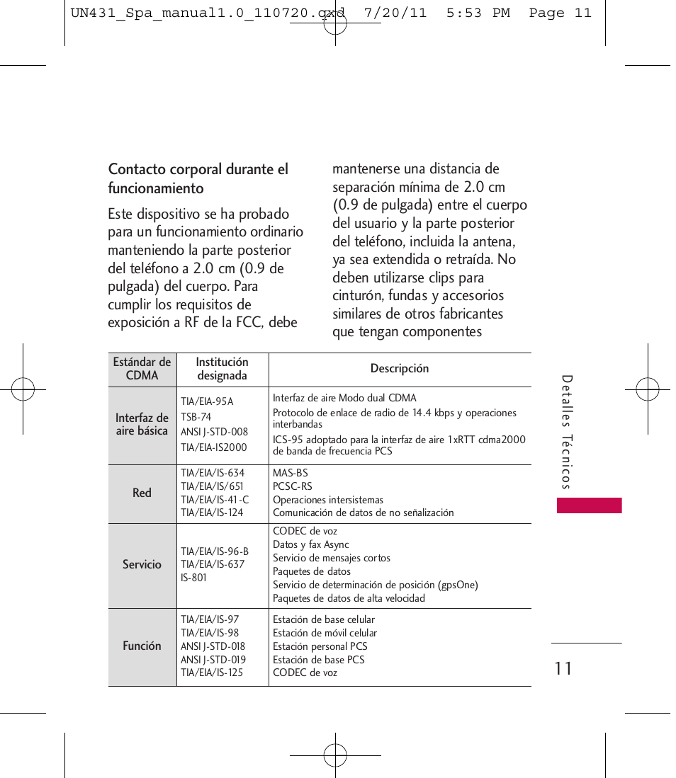 Contacto corporal durante el funcionamiento | LG LGUN430 User Manual | Page 130 / 245