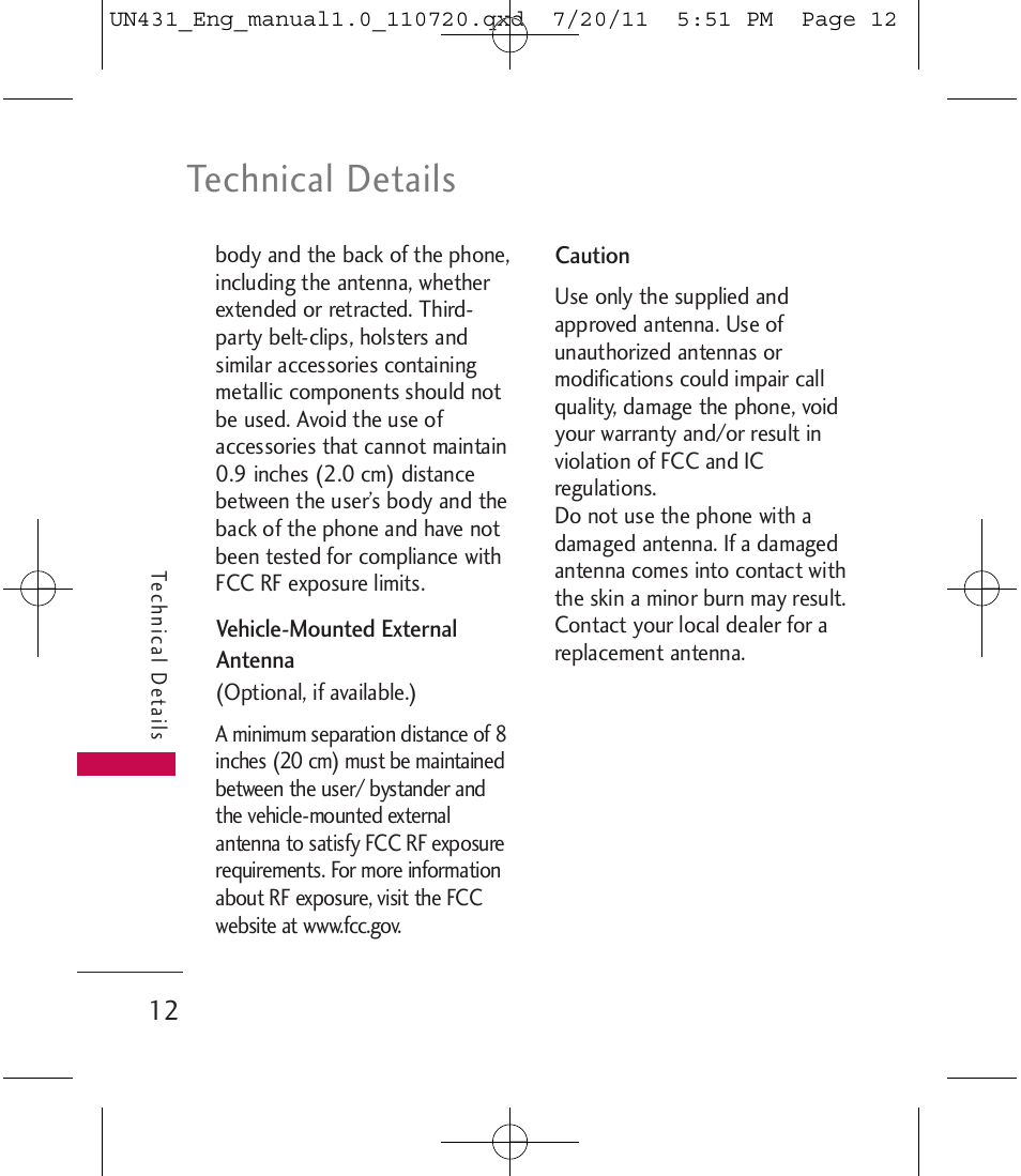 Technical details | LG LGUN430 User Manual | Page 14 / 245