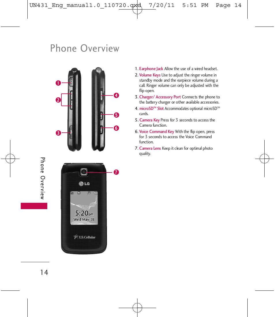 Phone overview, Phone ov ervie w | LG LGUN430 User Manual | Page 16 / 245