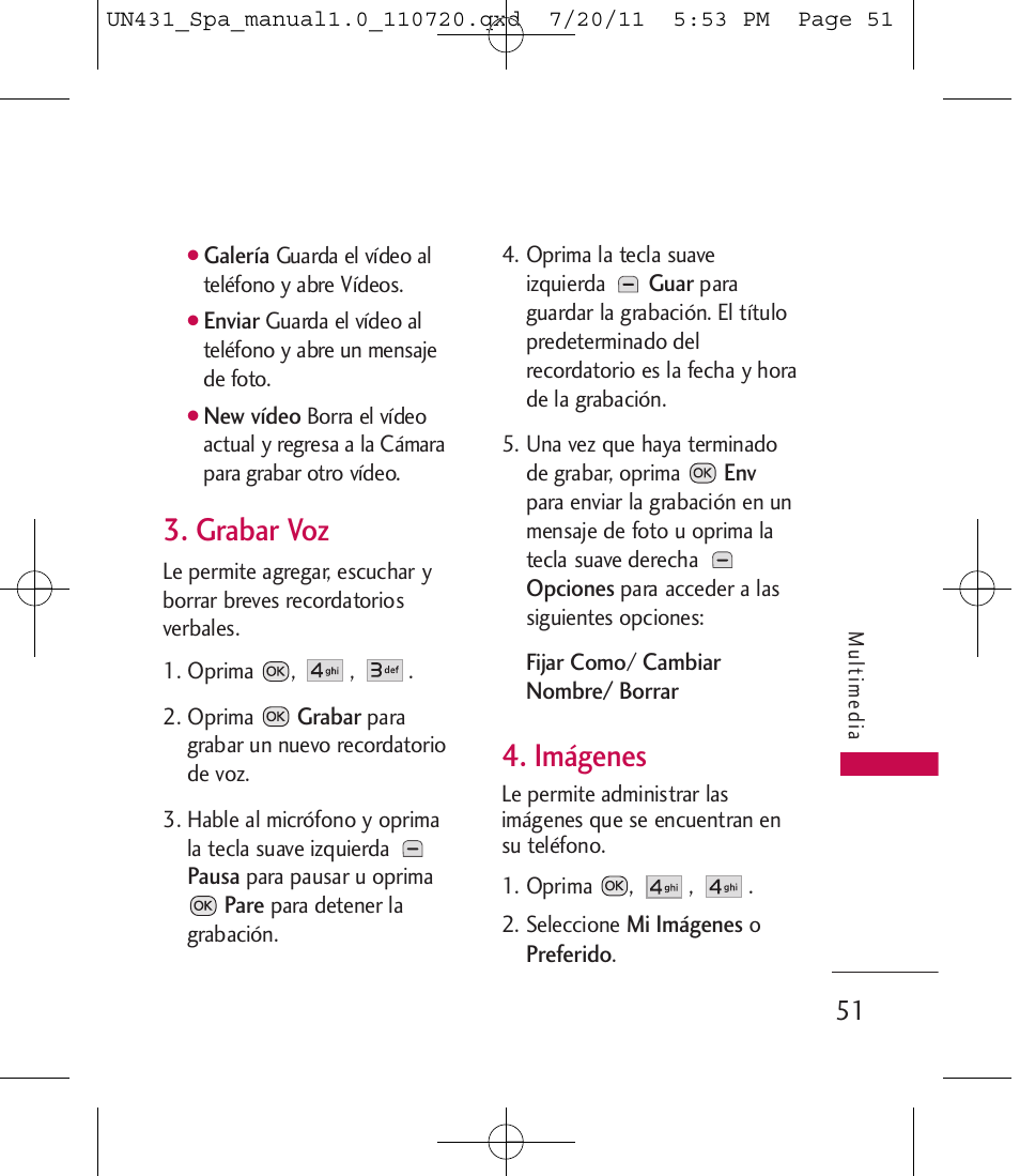 Grabar voz, Imágenes | LG LGUN430 User Manual | Page 170 / 245