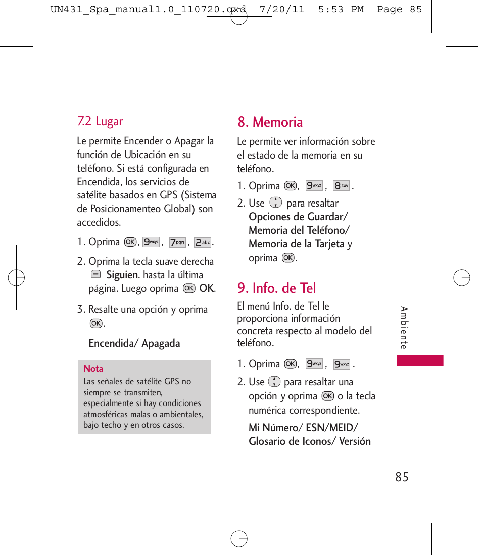 Info. de tel, 2 lugar | LG LGUN430 User Manual | Page 204 / 245