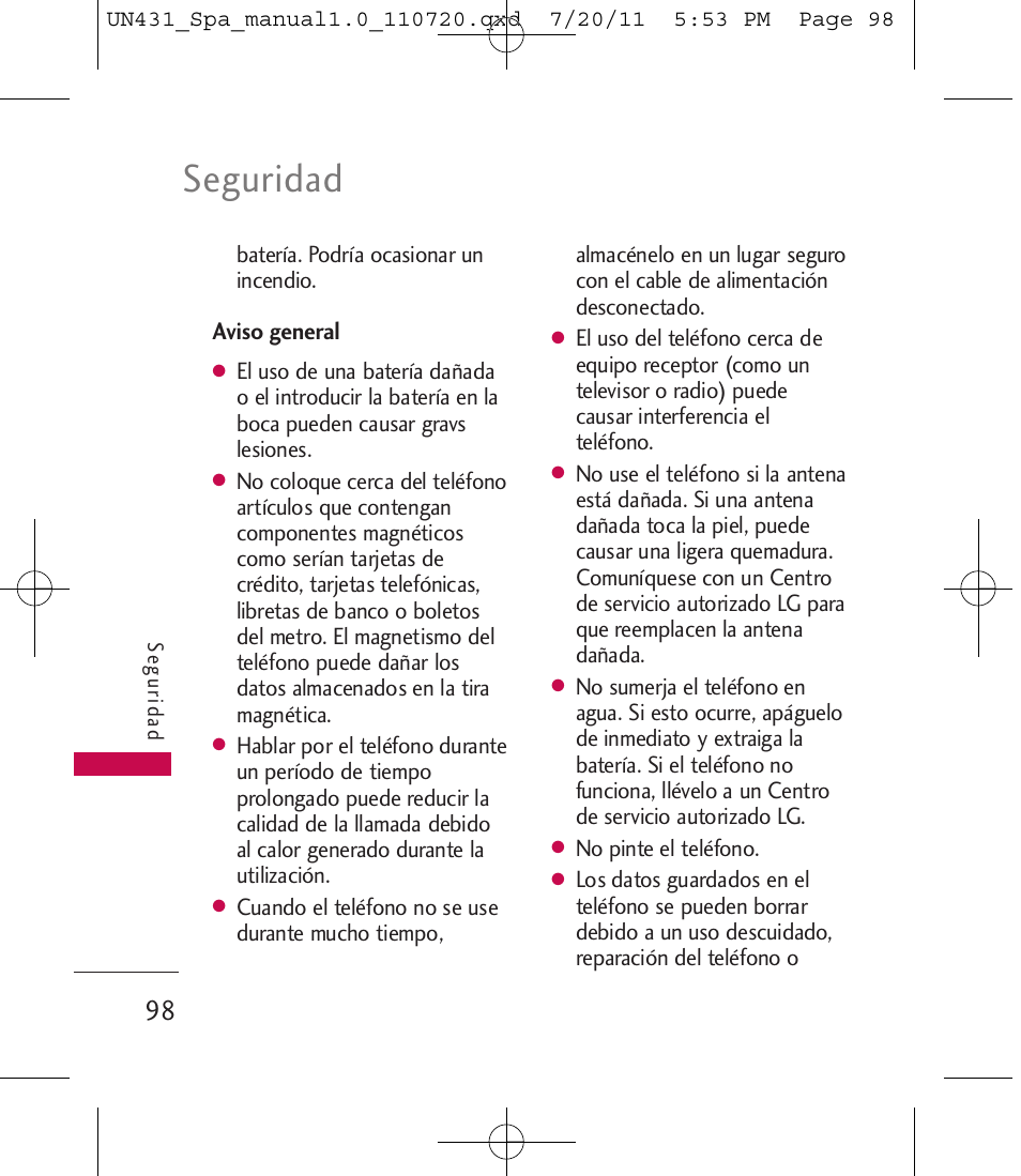 Seguridad | LG LGUN430 User Manual | Page 217 / 245