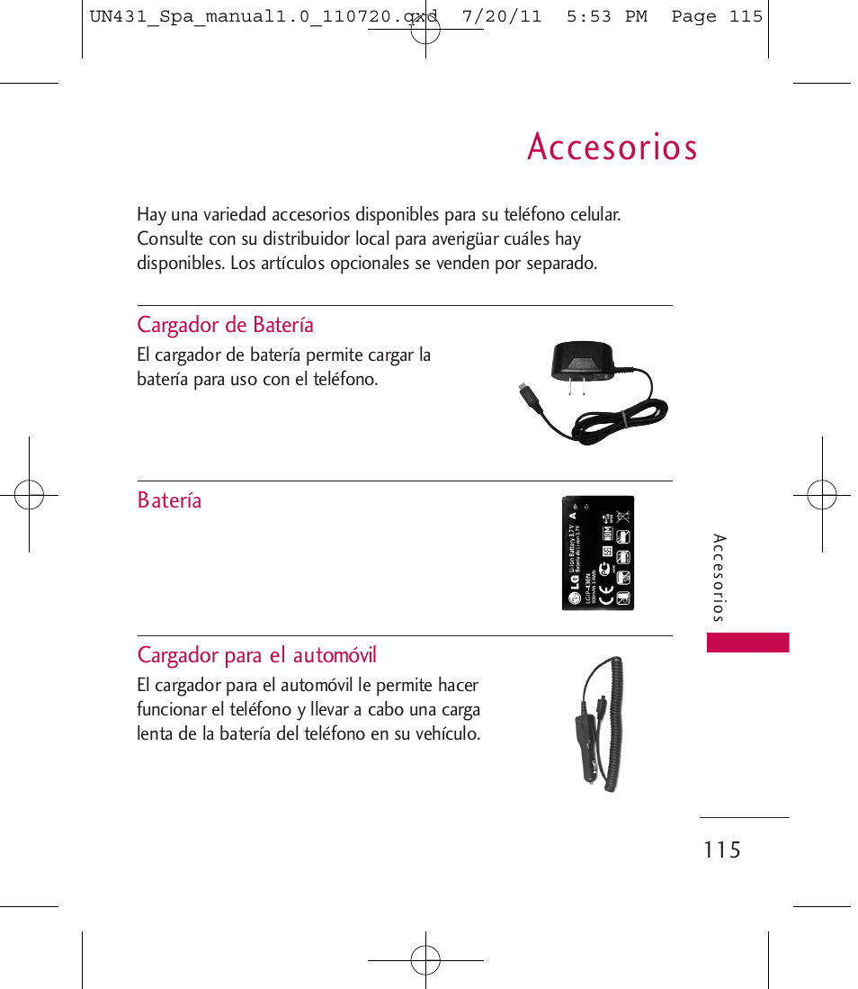 Accesorios | LG LGUN430 User Manual | Page 234 / 245