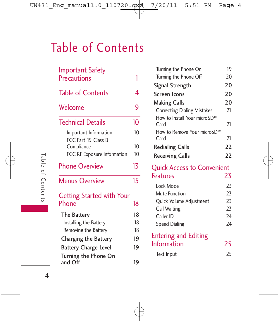 LG LGUN430 User Manual | Page 6 / 245